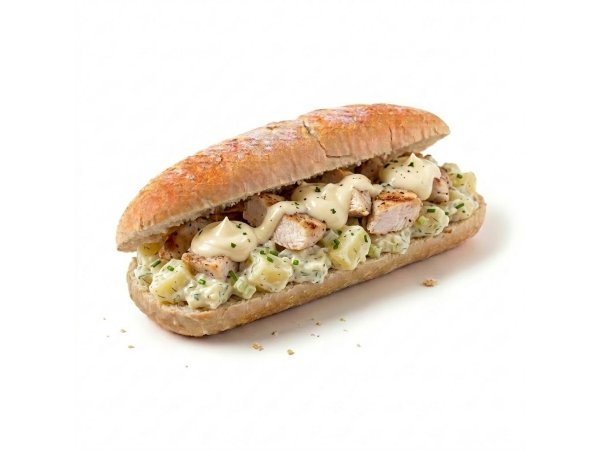 Broodje kip aardappelsla spek